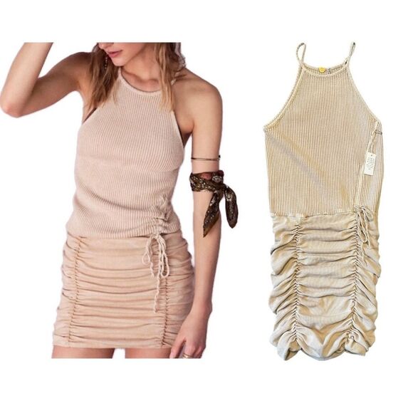 The Free People One Katya Thermal Mini Dress Cream Size Small NWT - Picture 1 of 10